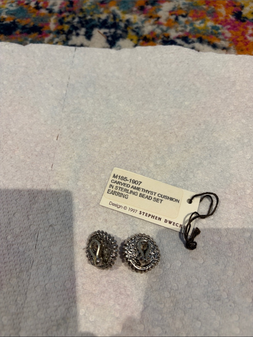 Stephen Dweck Sterling Silver Carved Amethyst Cushion Earrings - Purple - Picture 2 of 5